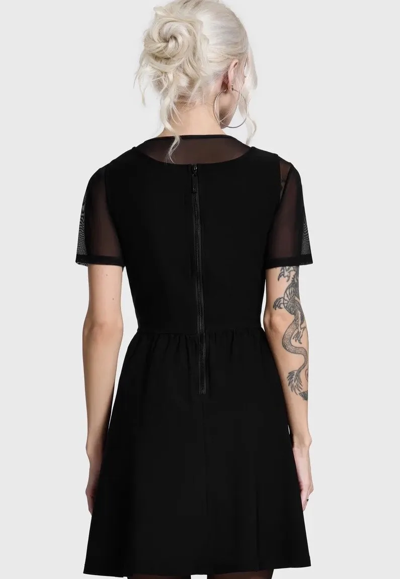 Impericon Shadow V Neck Skater Kleid Schwarz Viskose