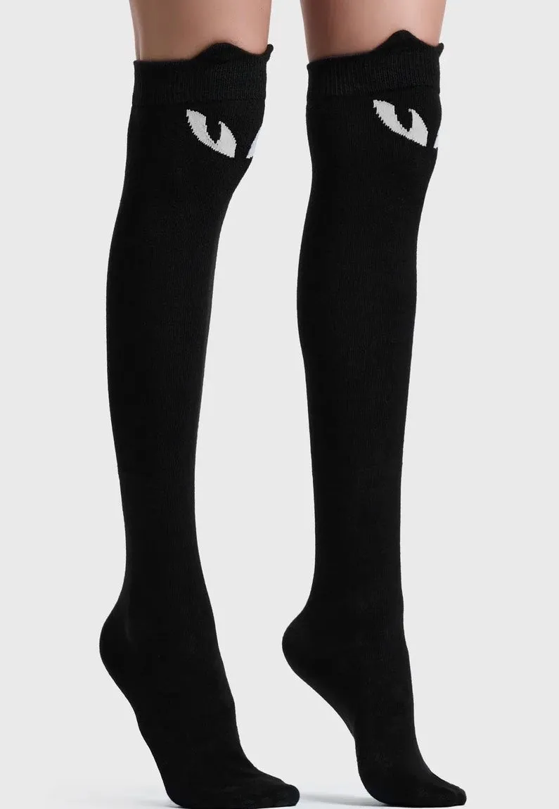 Impericon Keiko Kitty Knee High Socken schwarz