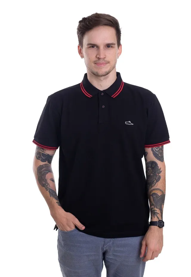 Impericon Classic Tipped Polo schwarz-rot Baumwolle