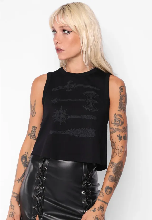 Impericon Affliction Cropped Black Tanktop schwarz