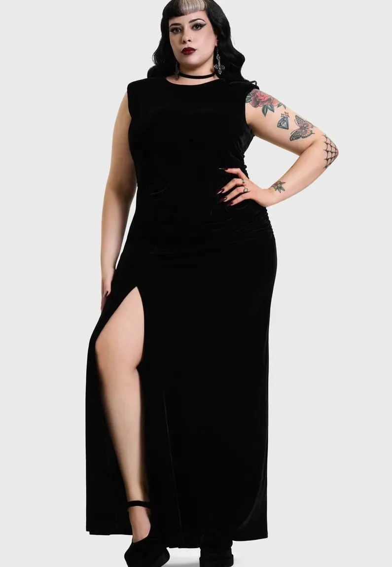 Impericon Nova Velvet Knot Maxi Black Kleid schwarz