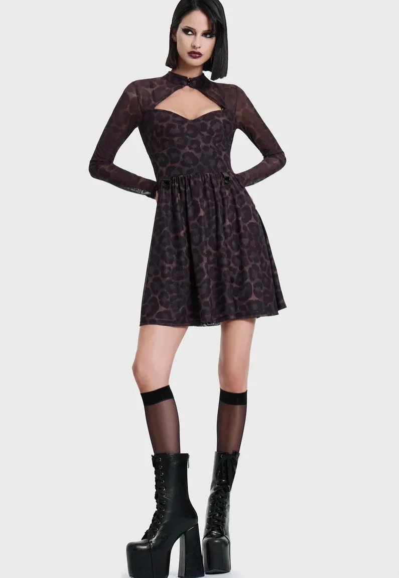 Impericon Leopard Mini Brown Kleid Mesh Braun Mini