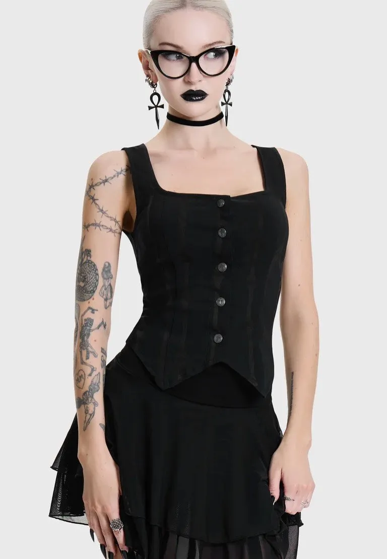 Impericon Bone Stripe Black Korsett schwarz