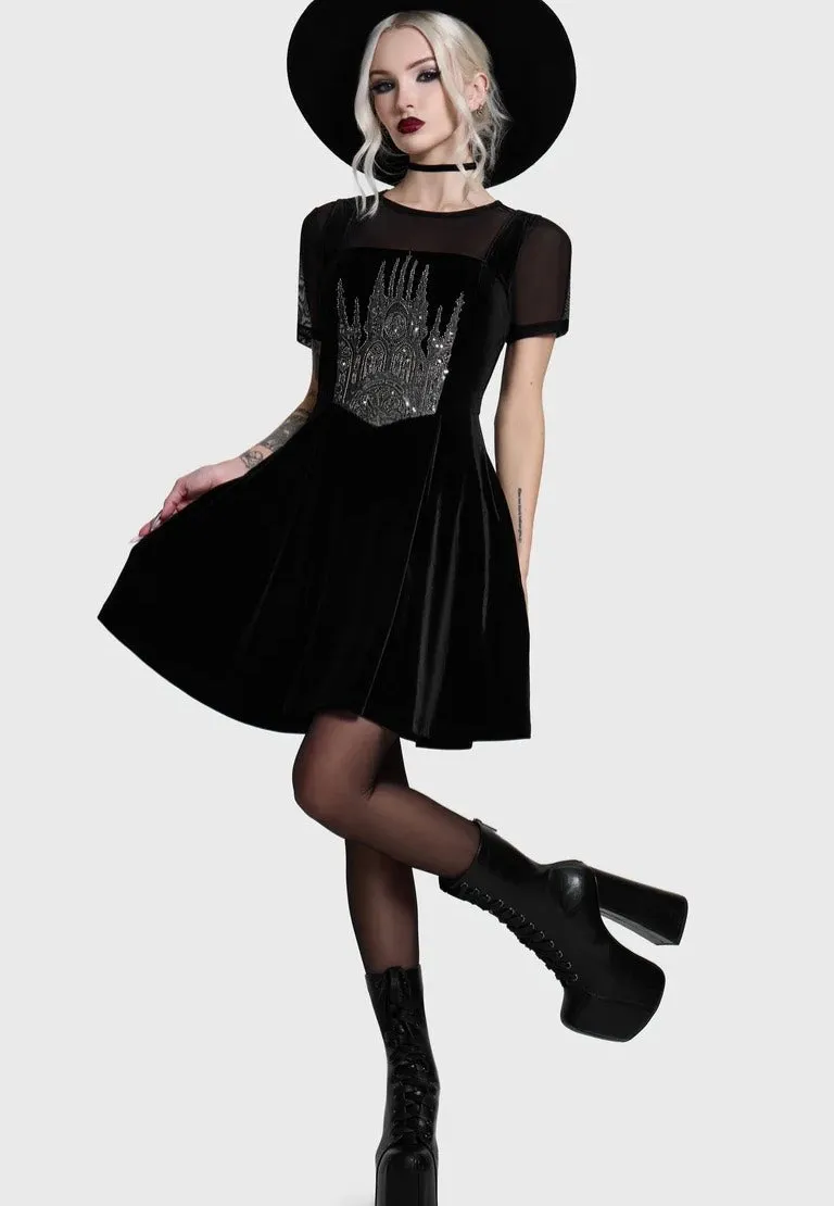 Impericon Cathedra Corset Mini Multi Kleid Samt schwarz