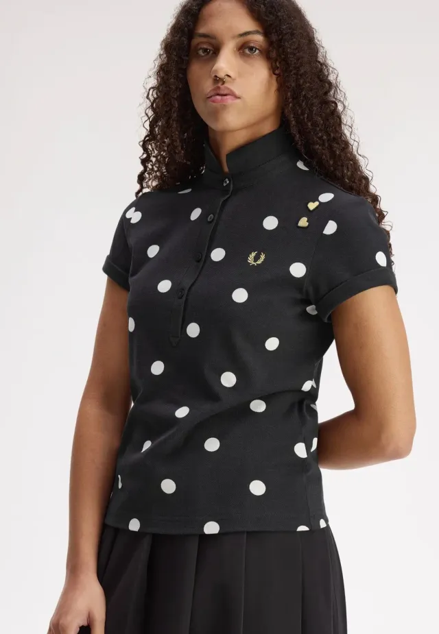 Impericon Polka Dot Black Polo Baumwolle Damen Neuheit