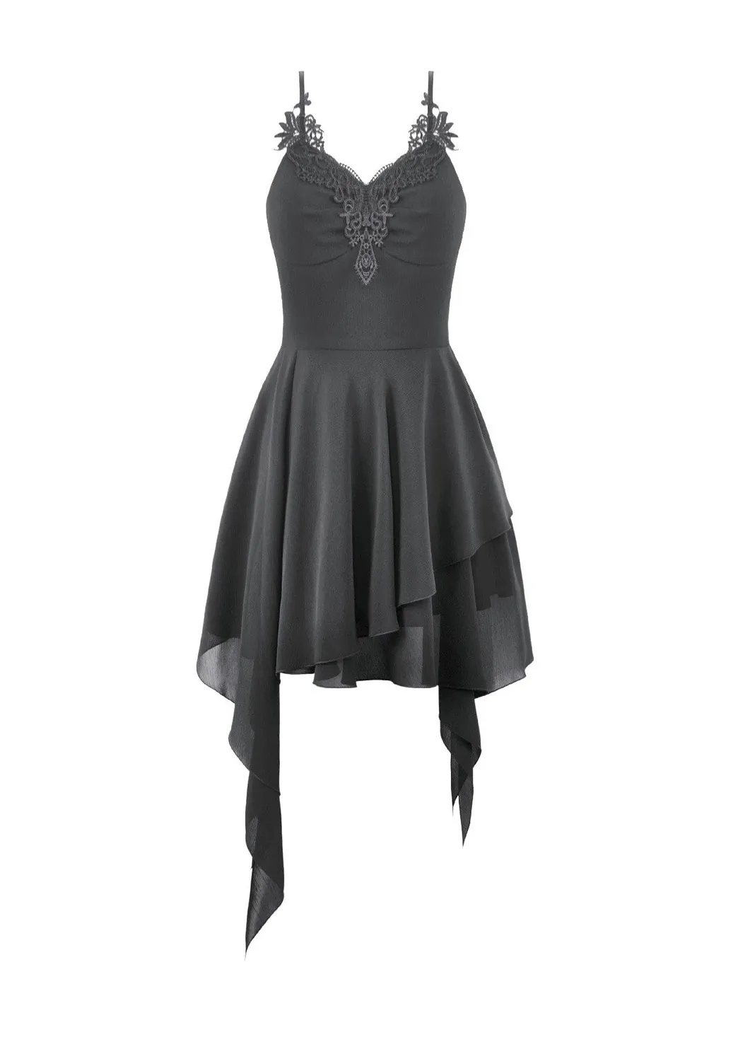 Impericon Goth V-Neck Lace Embroidery Kleid schwarz