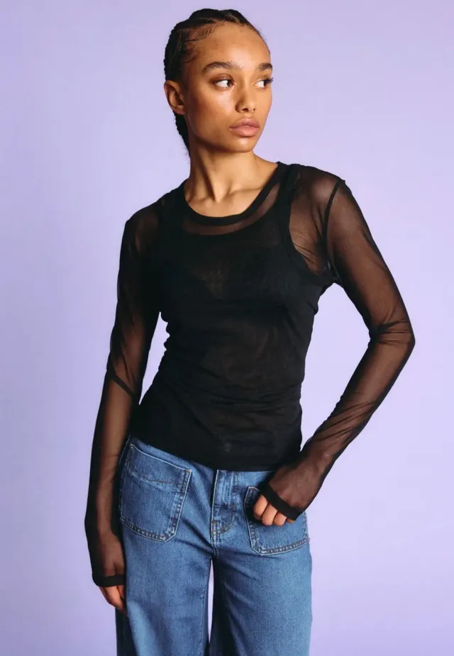 Impericon Judith Doublelayer Mesh Oberteil Schwarz