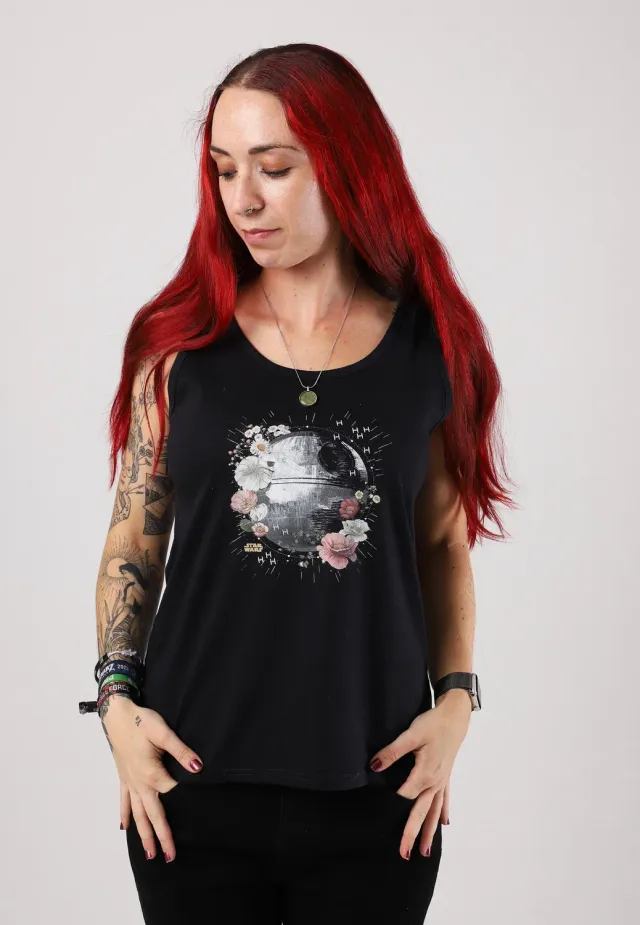 Impericon Floral Death Star Tank Top schwarz Damen