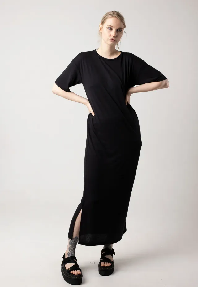 Mayden 2/4 Long Black Kleid schwarz Jersey Maxi