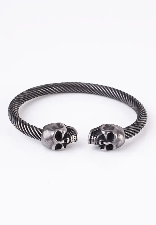 Impericon Double Skull Armreif grau Onesize