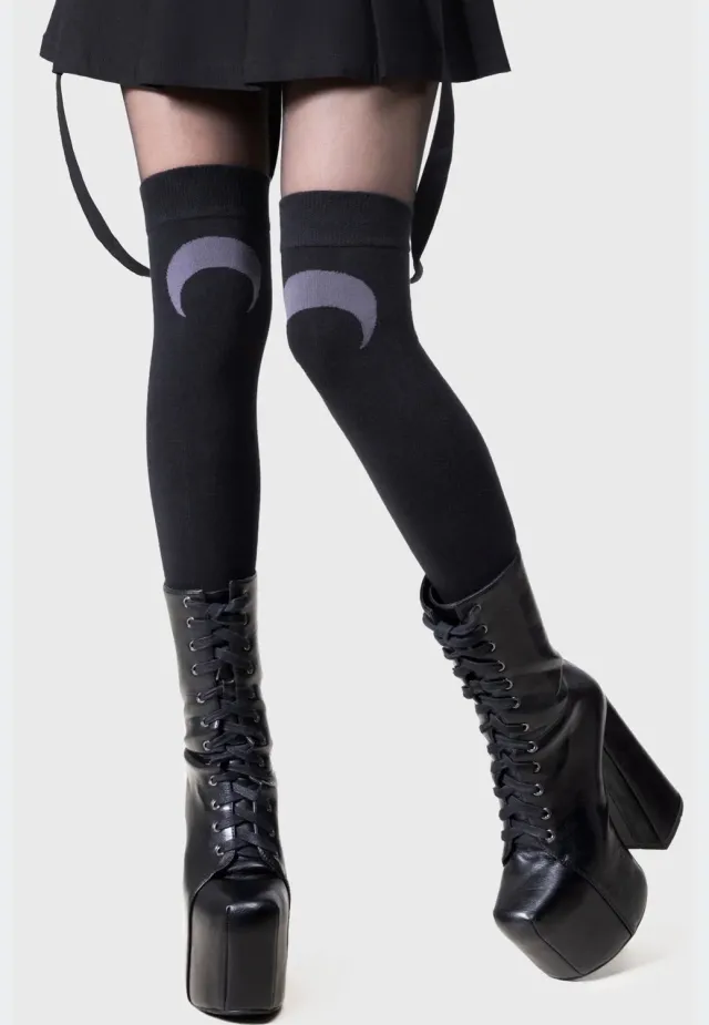 Impericon Lunaloom Knee High Socken schwarz Gothic