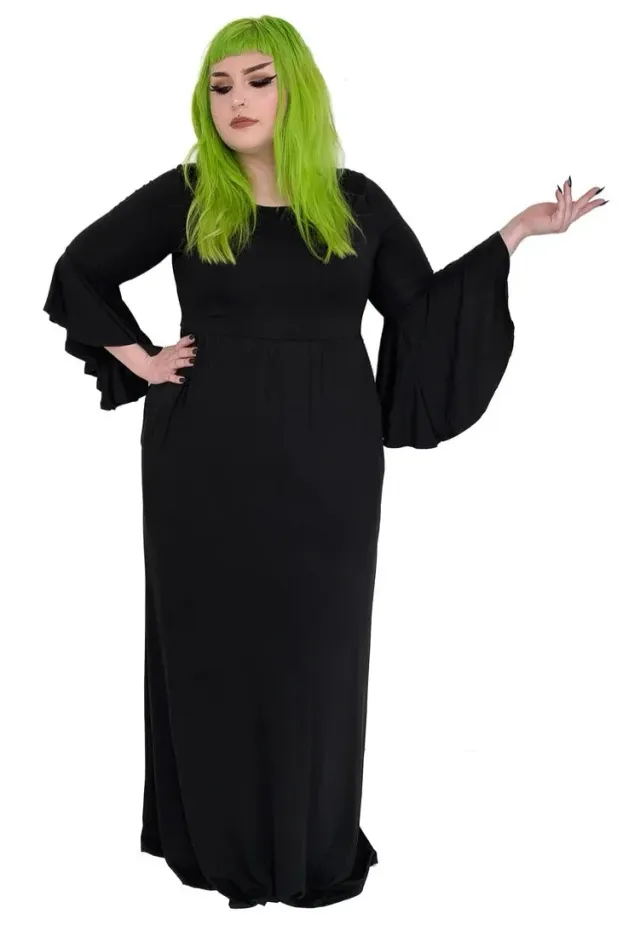 Impericon Blair Bell Sleeve Maxi Kleid Schwarz Lang