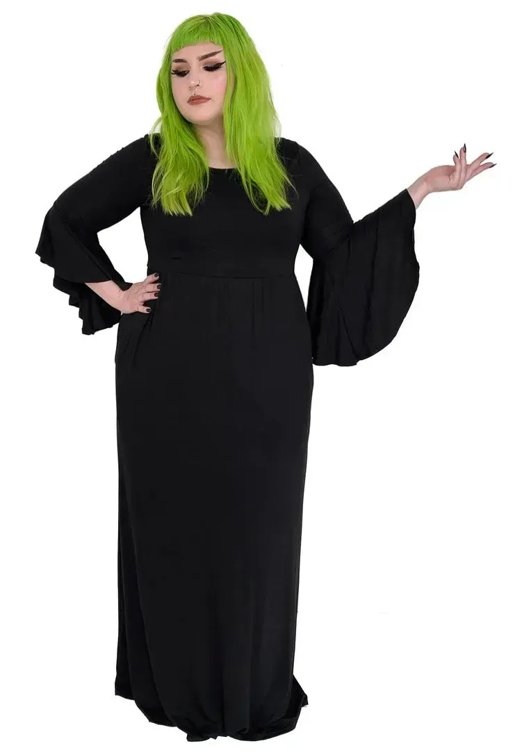Impericon Blair Bell Sleeve Maxi Kleid Schwarz Lang