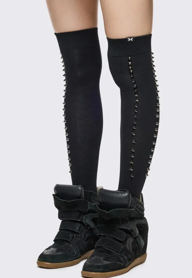 Impericon Sharp Thigh Highs Black Socken schwarz Onesize