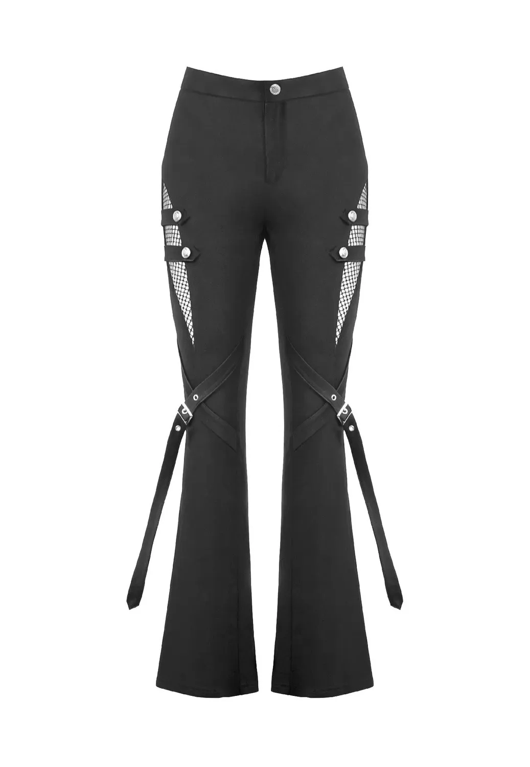 Dark Rift Mesh Patchwork Flare Hose schwarz Gothic