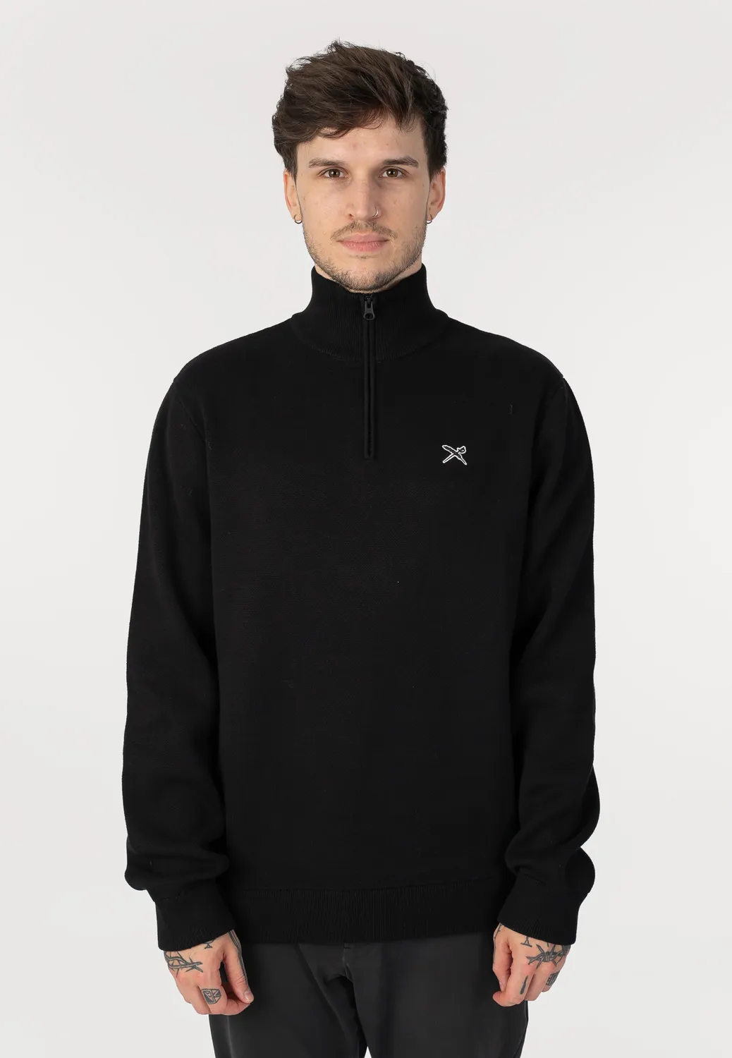 Impericon Heavy Flag Knit Troyer Pullover Schwarz Vegan