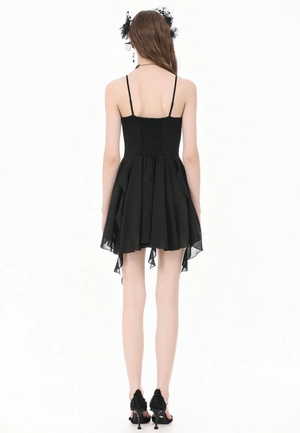Impericon Goth V-Neck Lace Embroidery Kleid schwarz