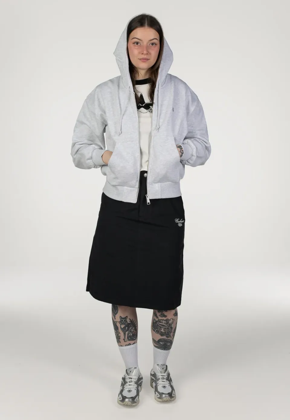 Impericon W Hooded Casey Ash Heather Silver Zipper Damen