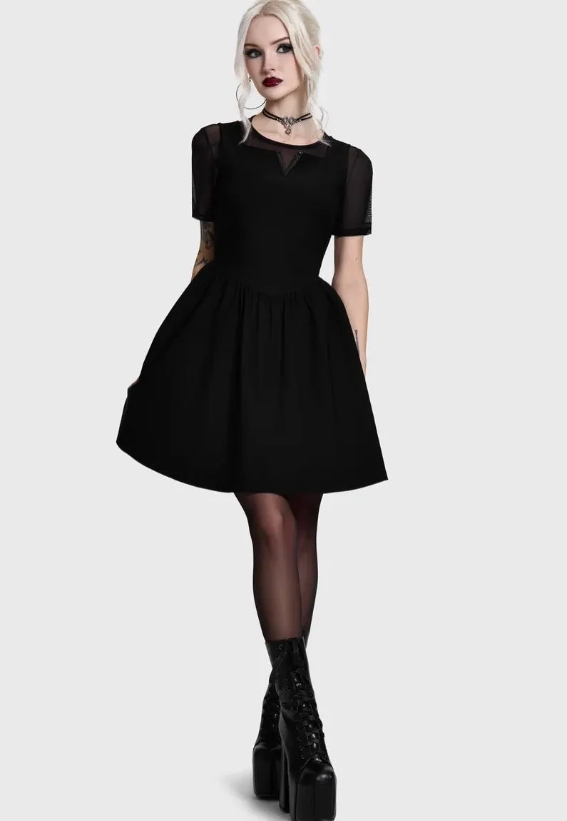 Impericon Shadow V Neck Skater Kleid Schwarz Viskose