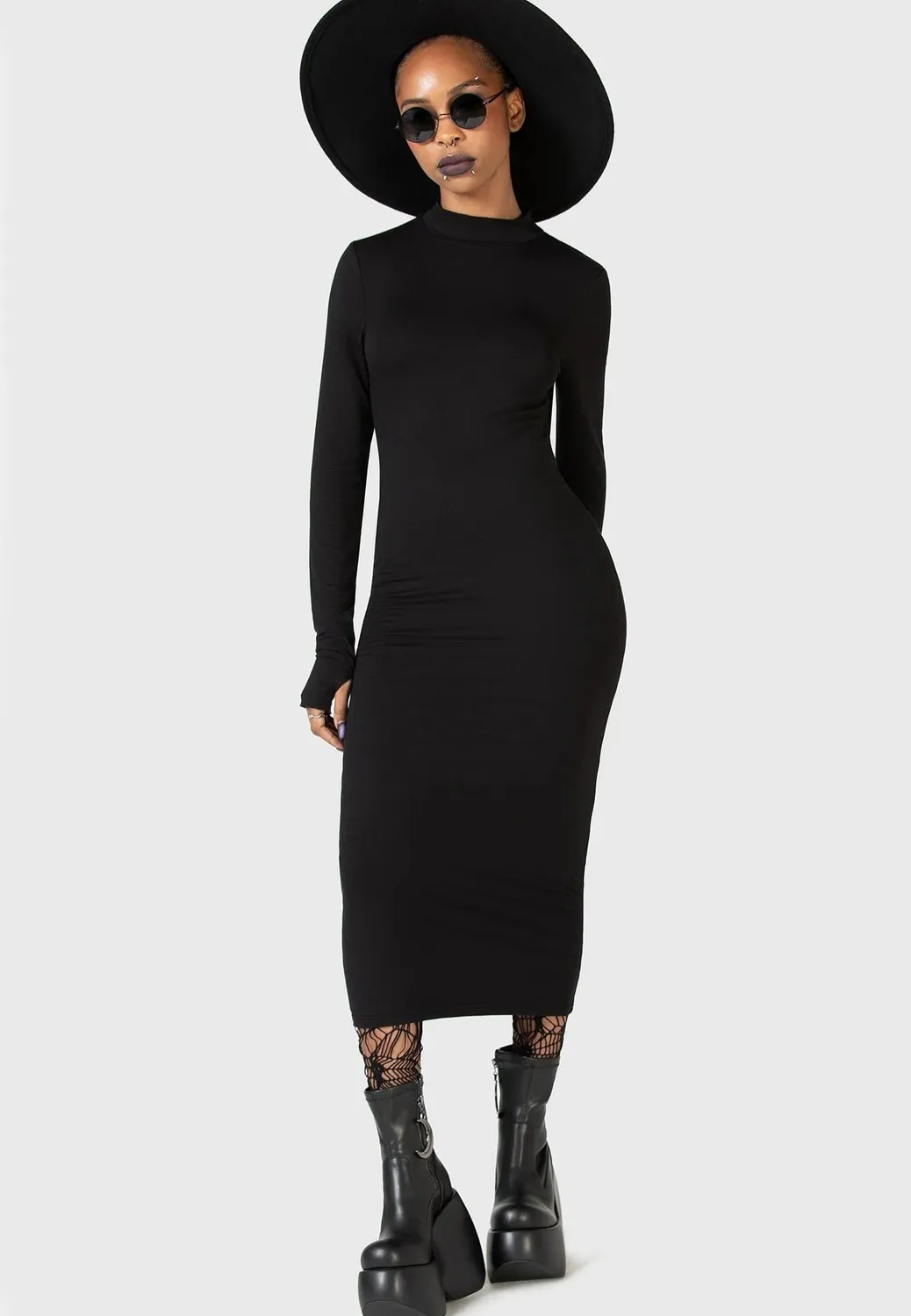 Impericon Flash Of Presence Midi Kleid schwarz