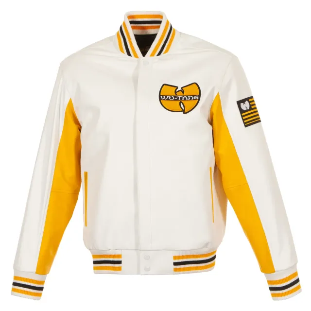 Wu-Tang Classic Logo Varsity White Yellow Jacke Leder