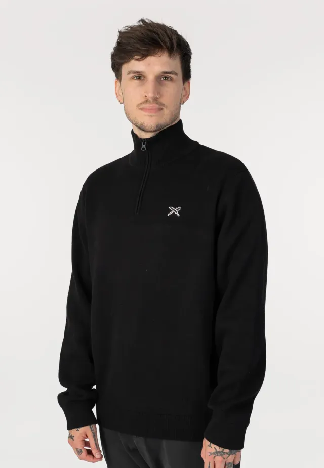 Impericon Heavy Flag Knit Troyer Pullover Schwarz Vegan