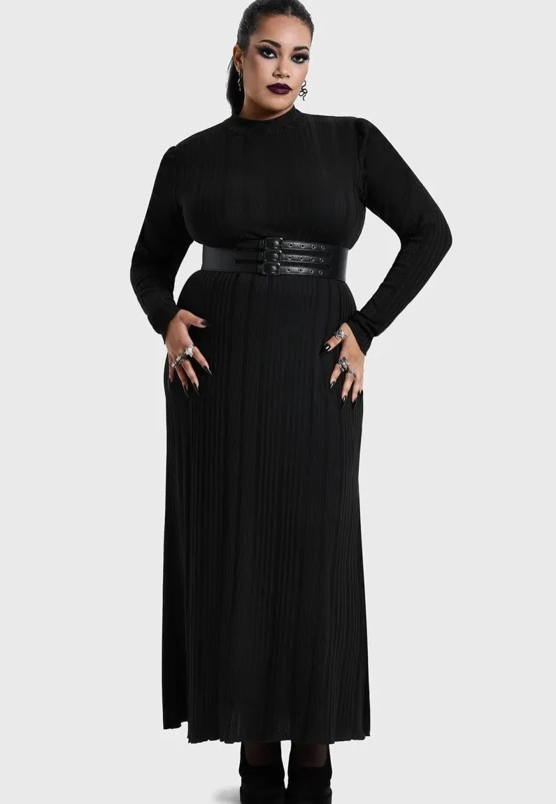 Impericon Noir Back Cut Out Maxi Black Kleid Schwarz Langarm