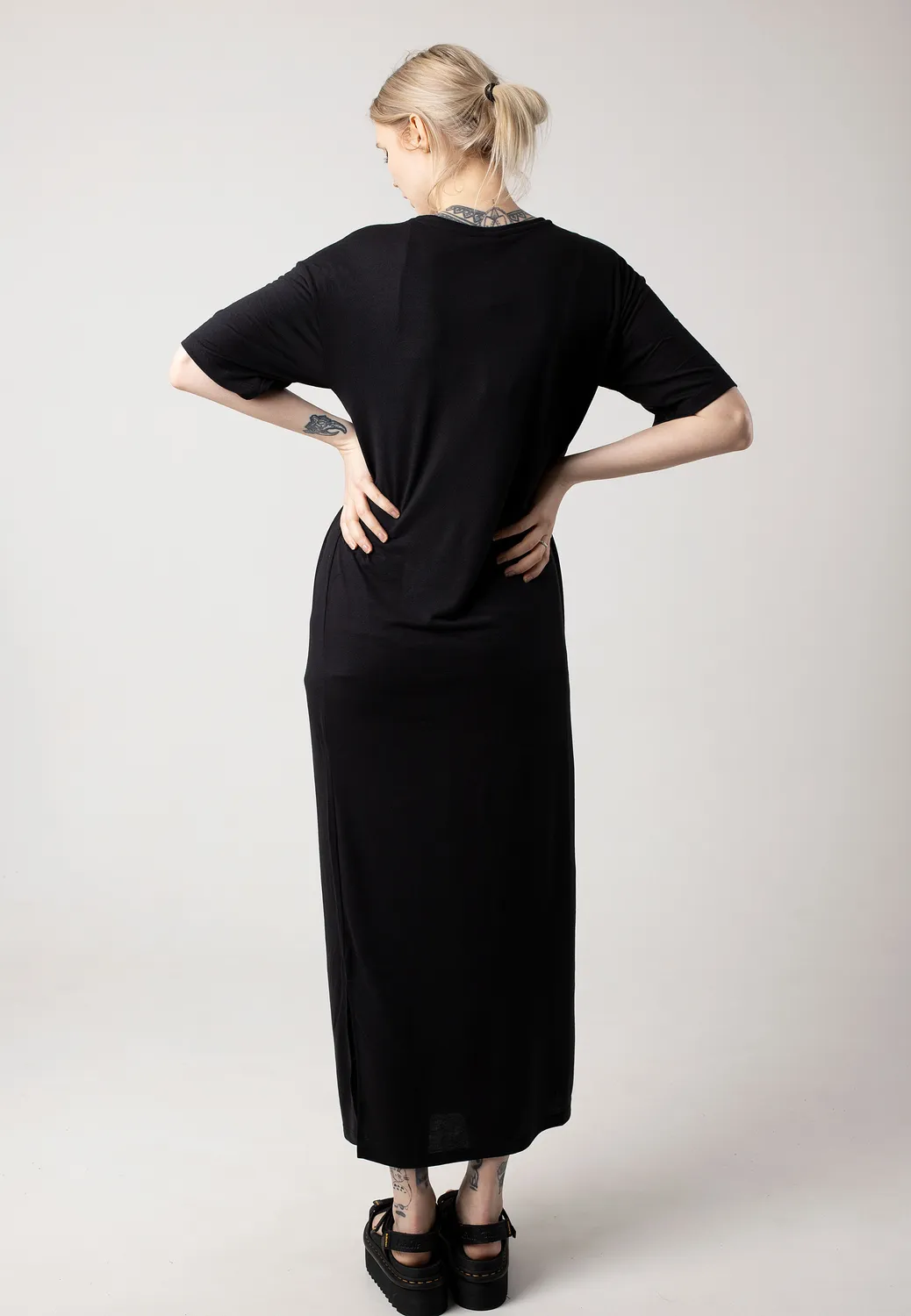 Mayden 2/4 Long Black Kleid schwarz Jersey Maxi
