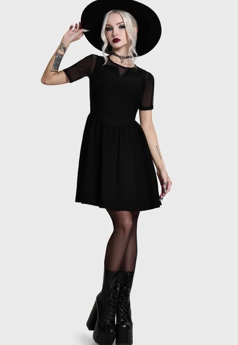 Impericon Shadow V Neck Skater Kleid Schwarz Viskose