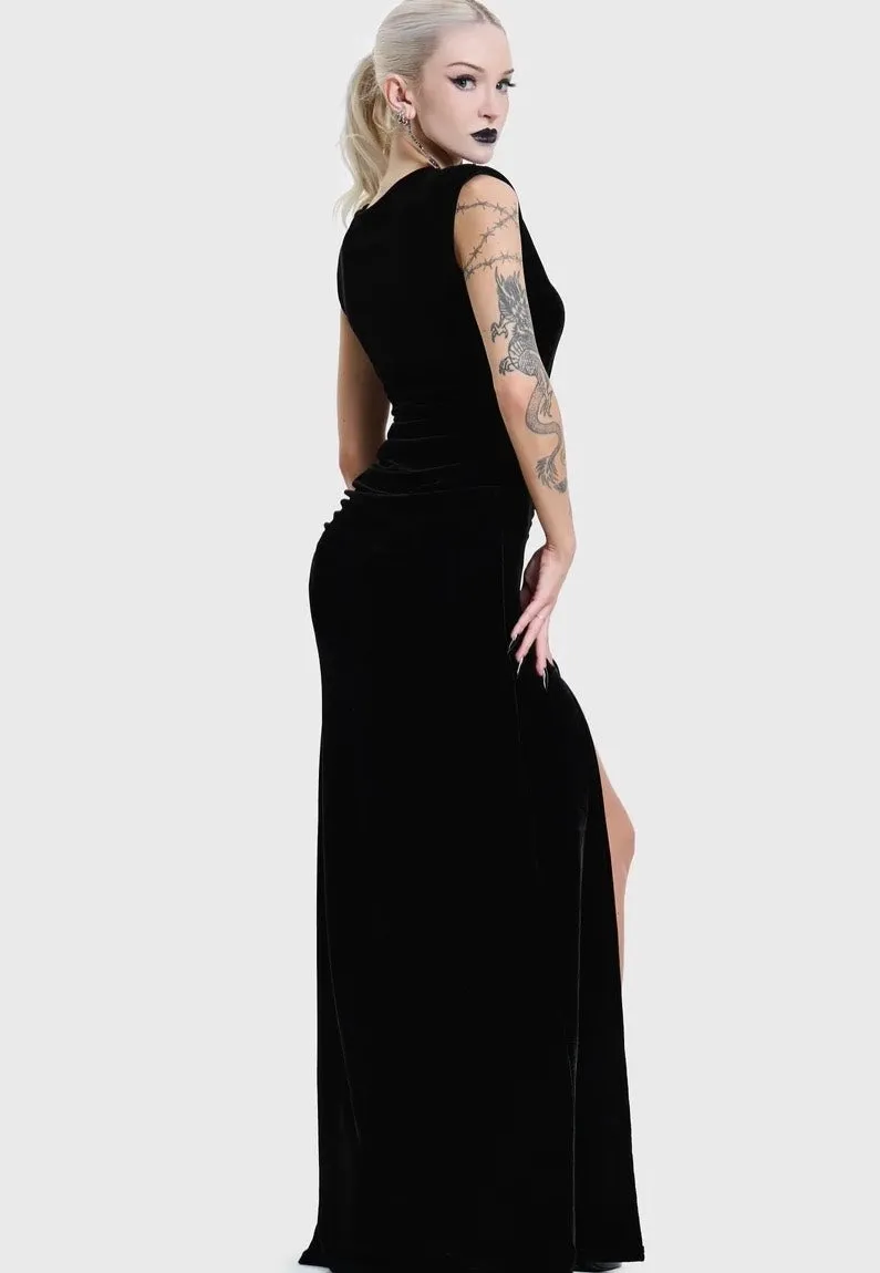 Impericon Nova Velvet Knot Maxi Black Kleid schwarz