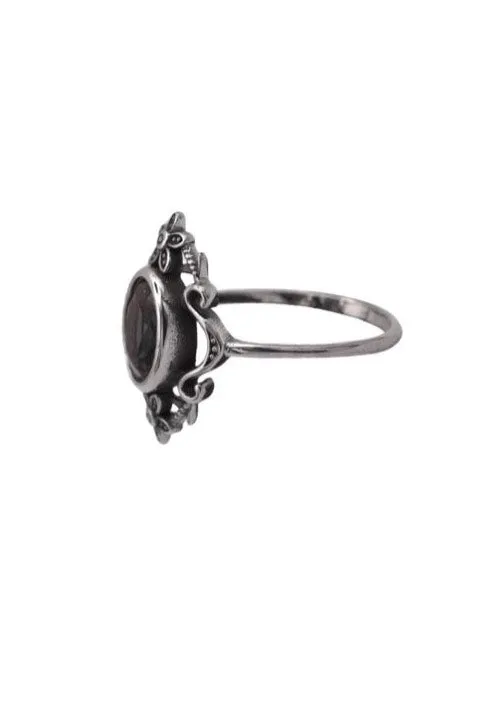 Impericon Black Flowers Ring Silber Schwarz 59 mm Metall