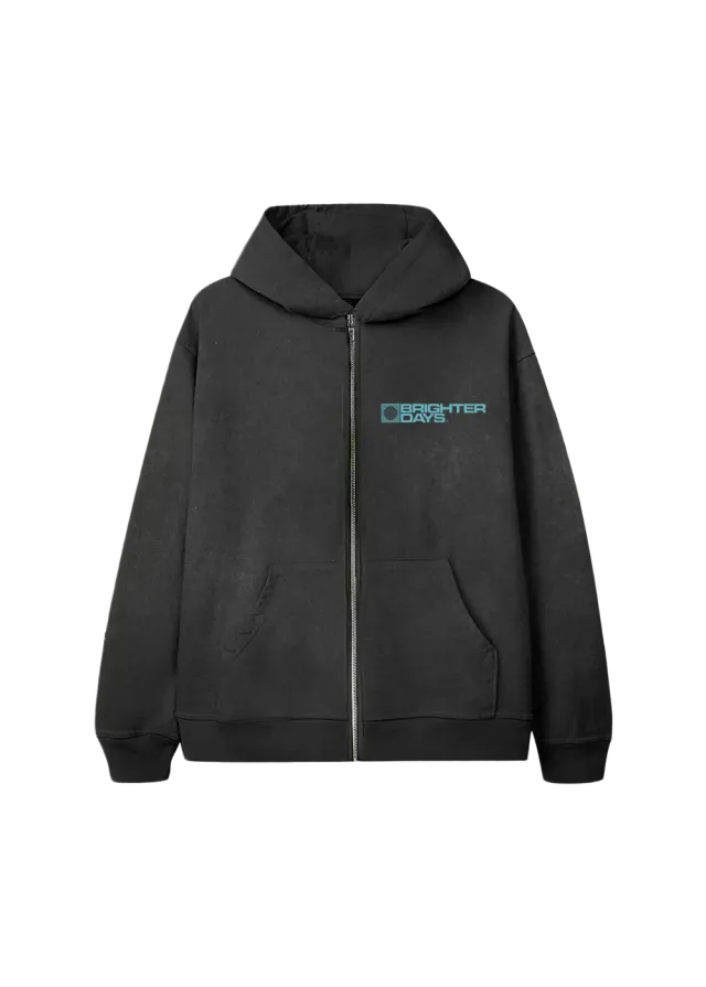 Ariana Grande Brighter Days Logo Zip Hoodie mit Siebdruck