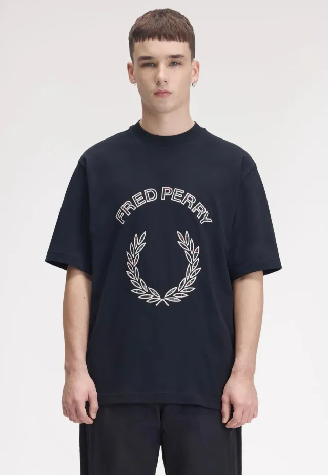 Tartan Applique Navy T-Shirt Streetwear