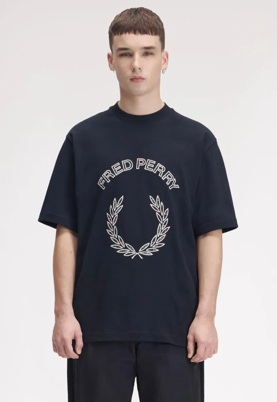 Tartan Applique Navy T-Shirt Streetwear
