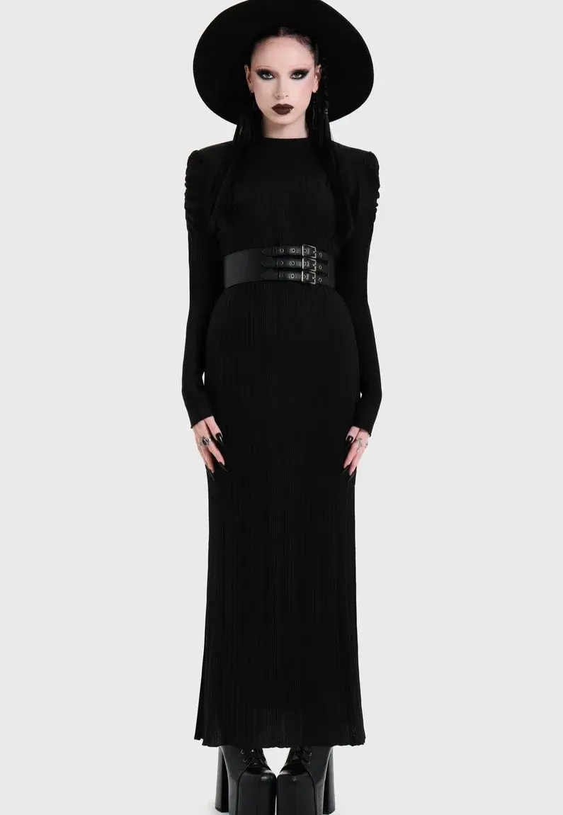 Impericon Noir Back Cut Out Maxi Black Kleid Schwarz Langarm