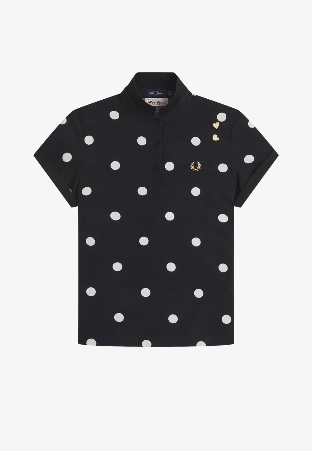 Impericon Polka Dot Black Polo Baumwolle Damen Neuheit