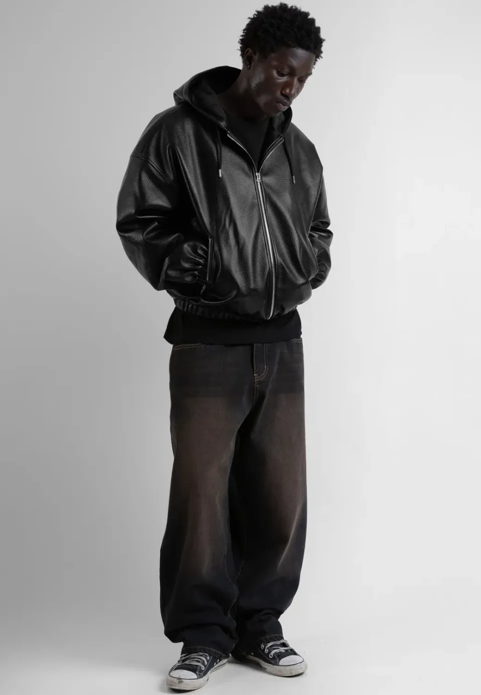 Impericon Nifty Shelter Black Lederjacke M Kunstleder