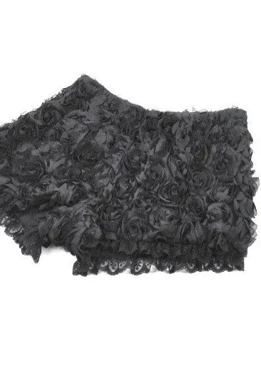 Impericon Dark Rose Gothic 3D Floral Shorts schwarz