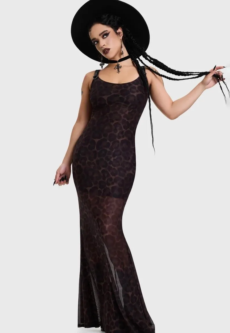 Impericon Leopard Maxi Brown Kleid Braun Mesh
