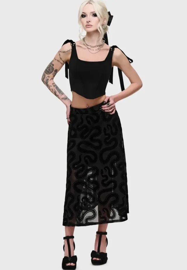 Impericon Serpentes Midi Rock schwarz Mesh