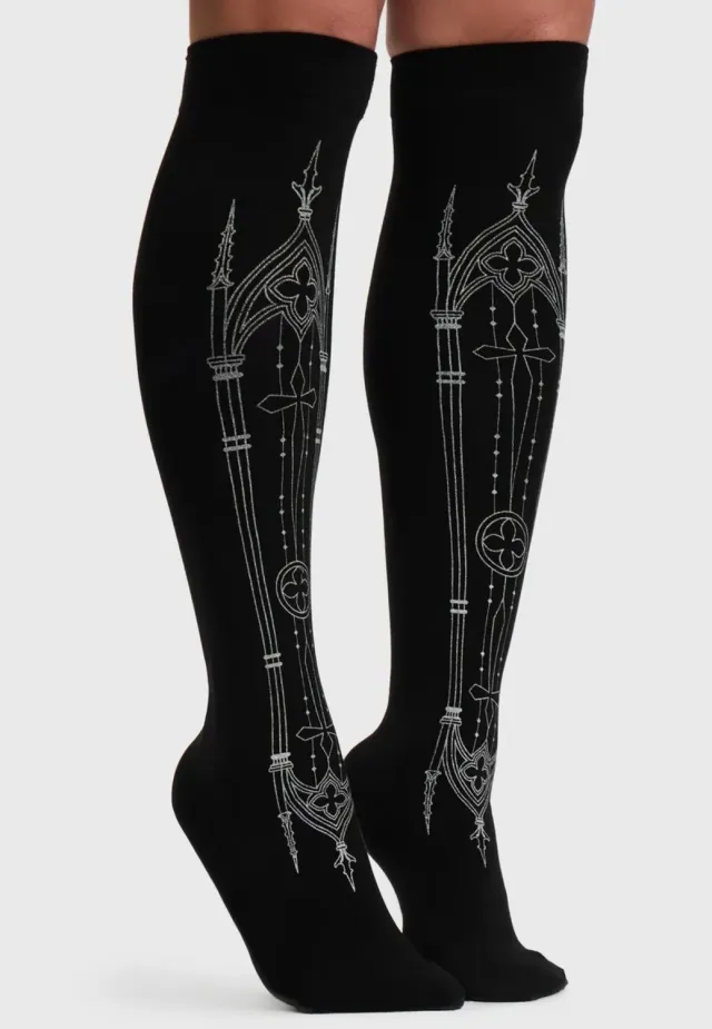 Impericon Cathedra Knee High Multi Socken schwarz
