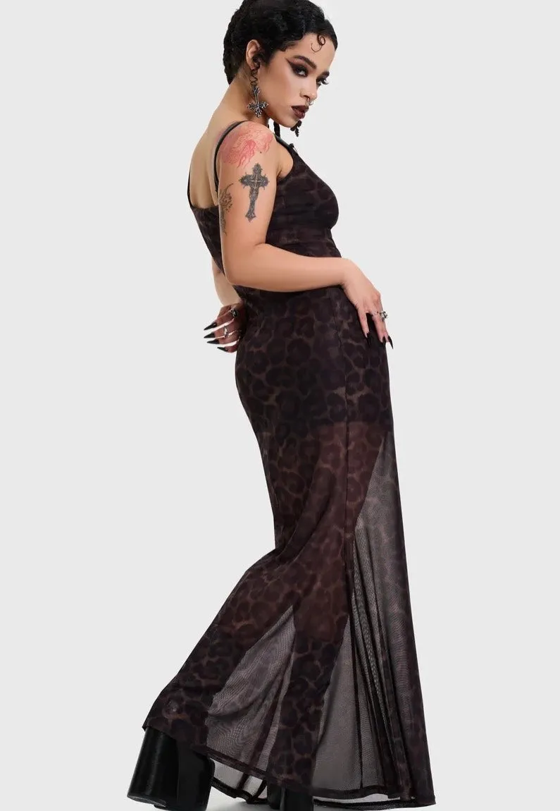 Impericon Leopard Maxi Brown Kleid Braun Mesh