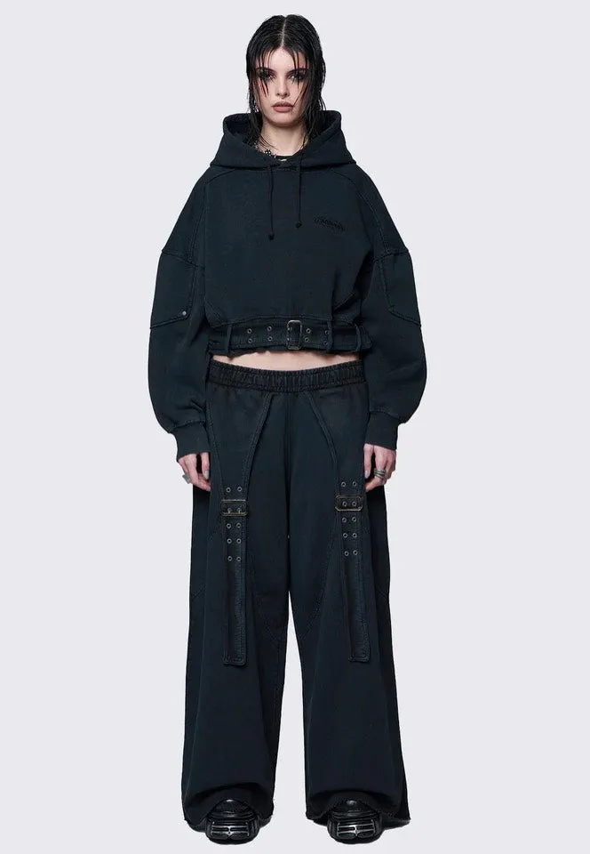 Impericon Ash Wash Cropped Hoodie schwarz