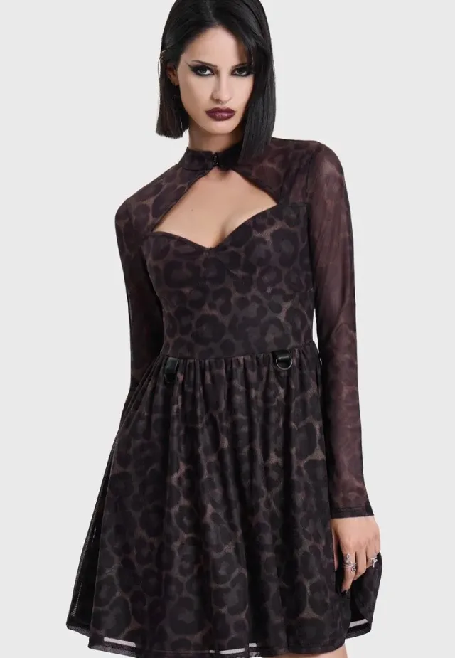 Impericon Leopard Mini Brown Kleid Mesh Braun Mini