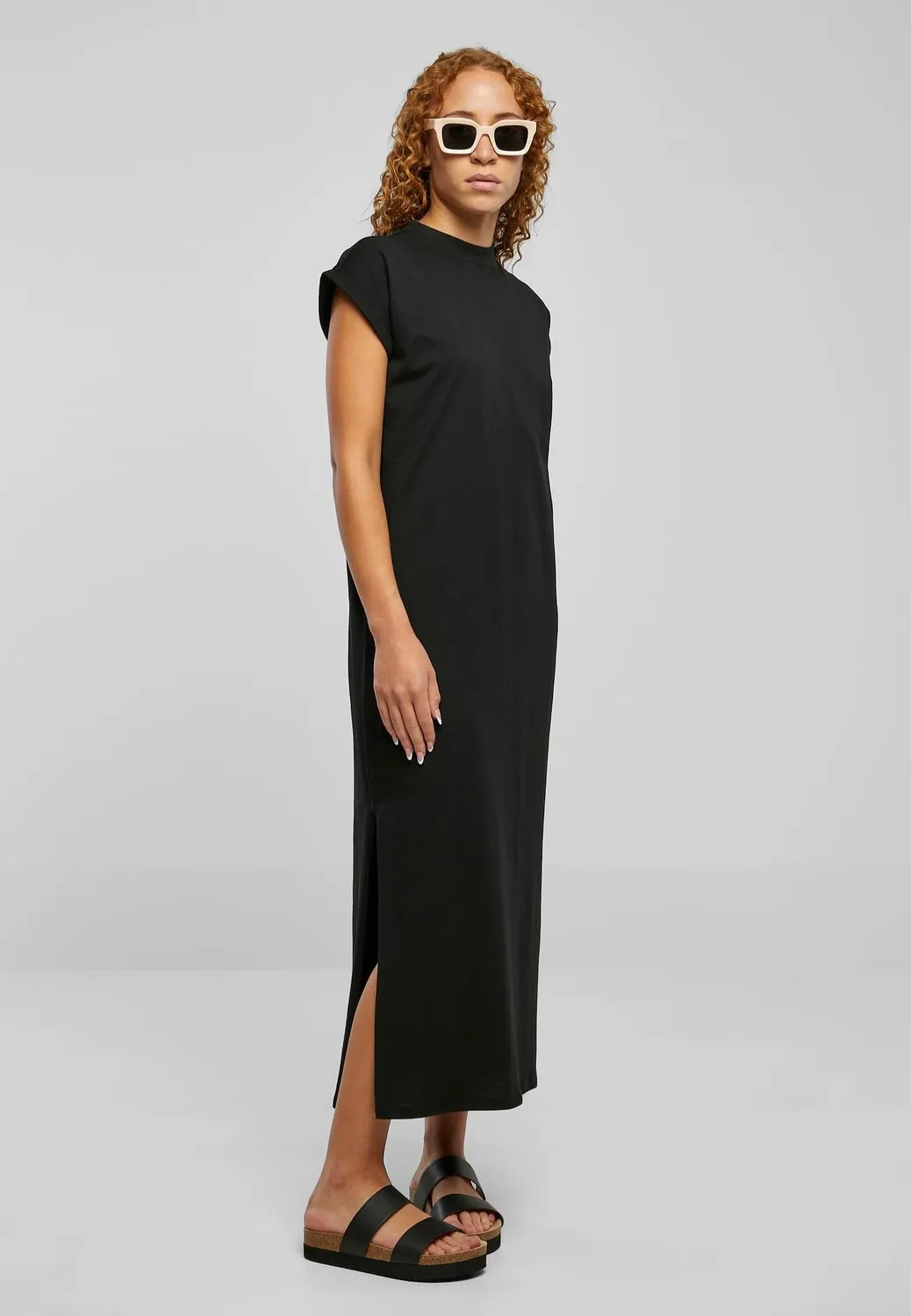 Impericon Ladies Long Extended Shoulder Kleid schwarz Maxi