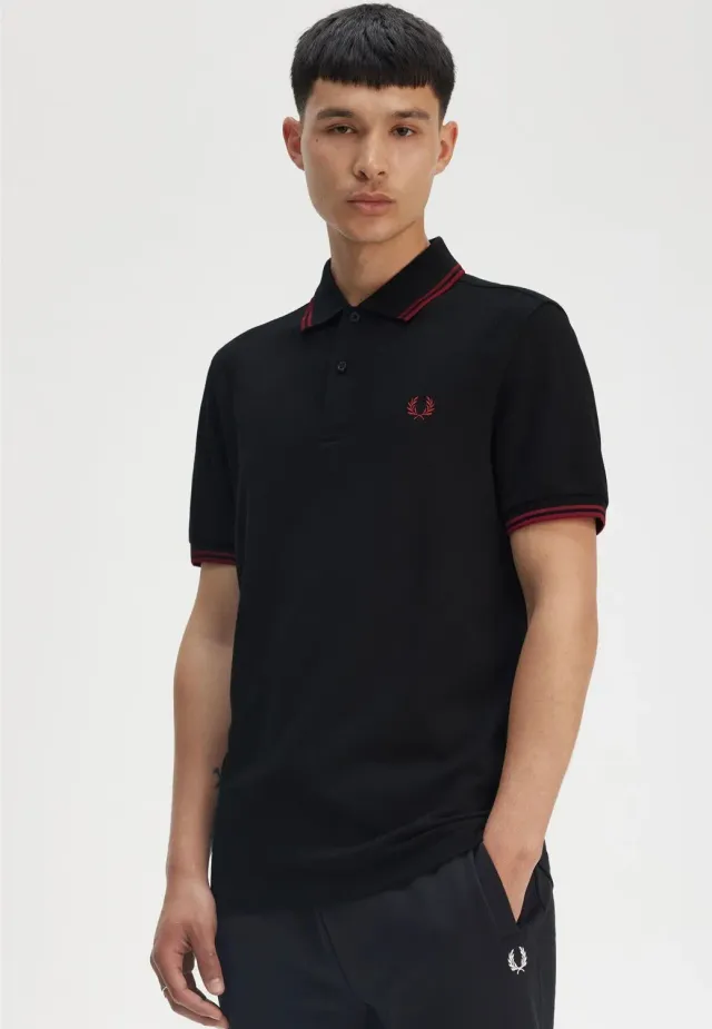Impericon Twin Tipped Black Burnt Red Polo Baumwolle