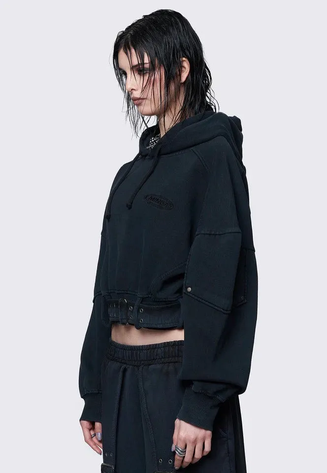 Impericon Ash Wash Cropped Hoodie schwarz