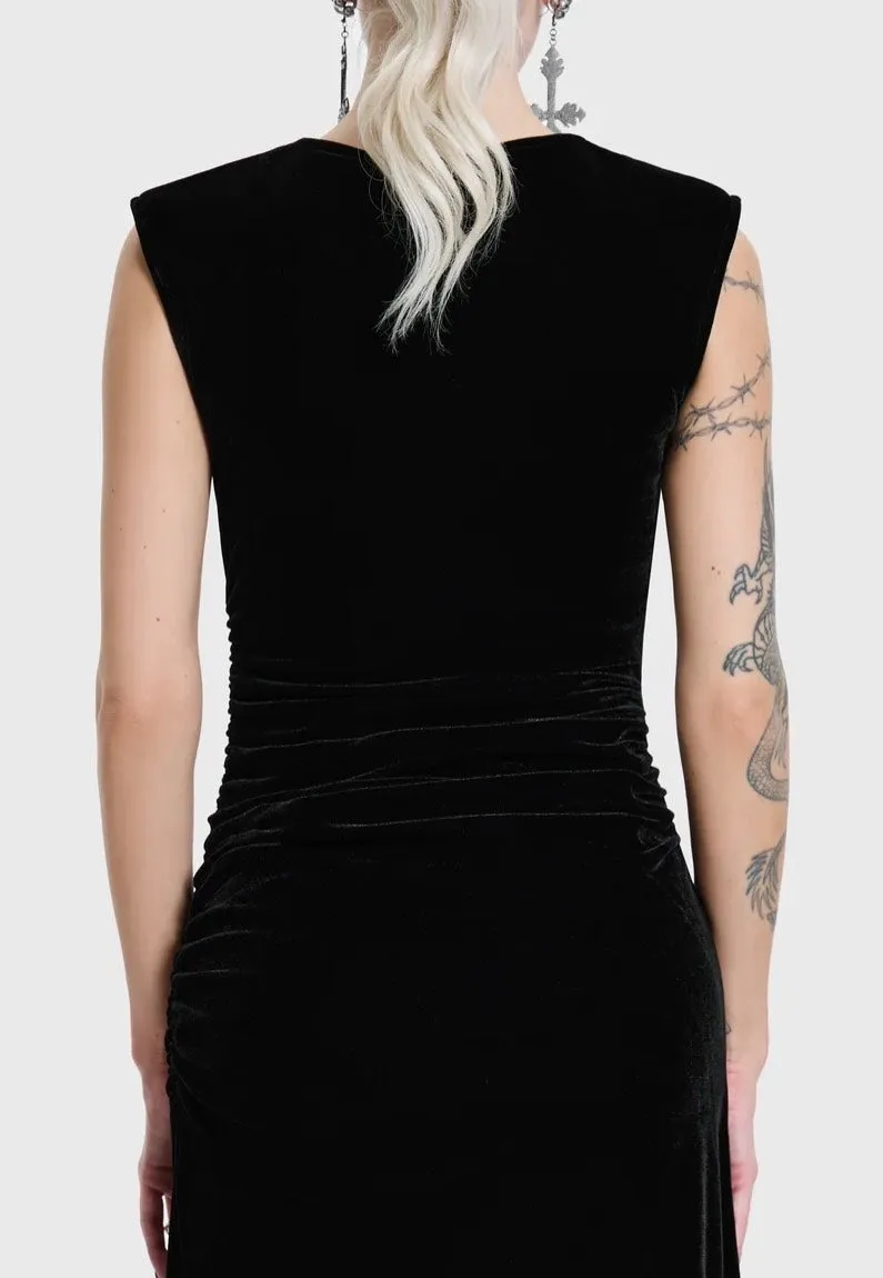 Impericon Nova Velvet Knot Maxi Black Kleid schwarz