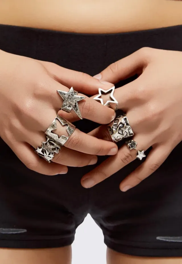 Impericon Galaxia Silver Ring Set silber Gothic