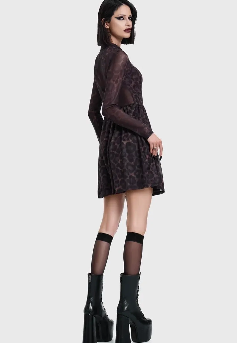 Impericon Leopard Mini Brown Kleid Mesh Braun Mini